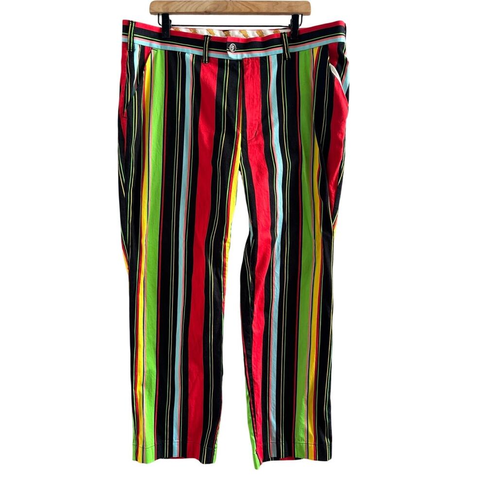 Loudmouth Pants Men 40x30 Hot Dog Heritage Pant Colorful Stripes Golf